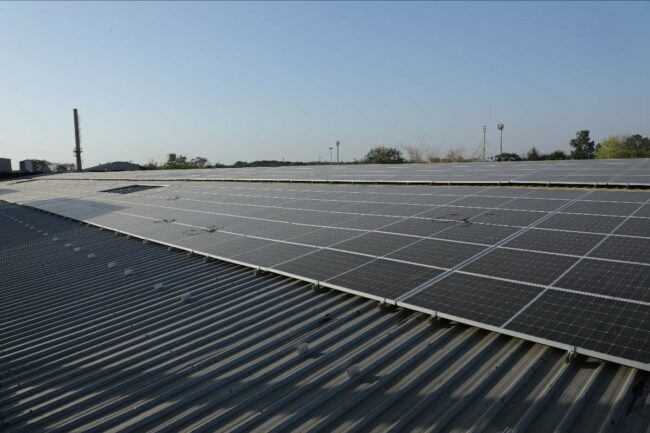 Solar panel installation at a Pratibha Syntex Limited facility. Image by Nitya Work