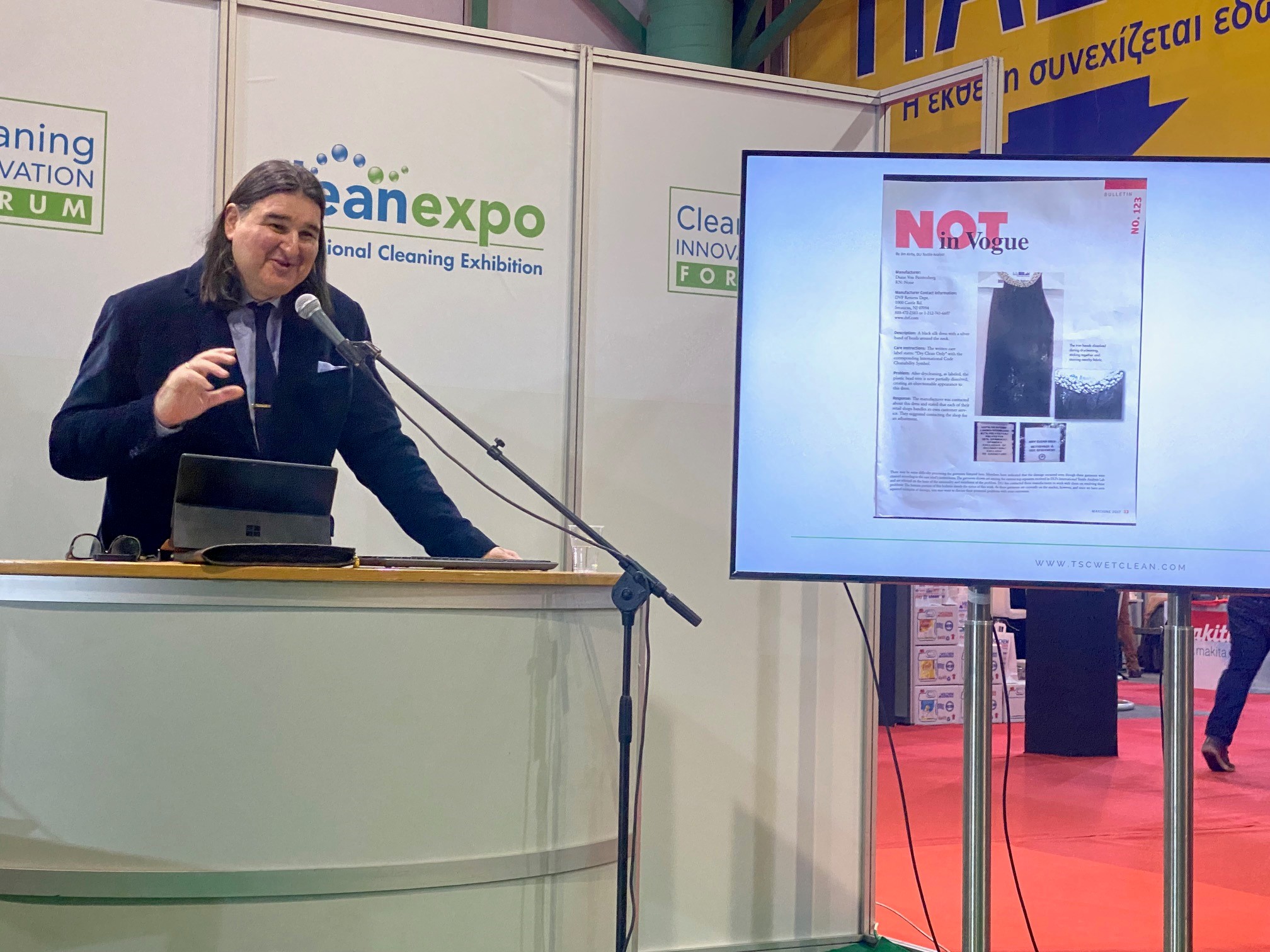 CFA President Mr. Dino Kantzavelos presenting the benefits of association work and Wetcleaning