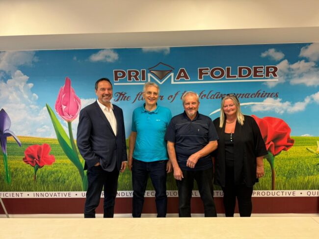 The new Board of Directors. From left to right: Clément Silvaggio, Maurizio Ancarani (co-founder Prima Folder), Diego Arveda (co-founder Prima Folder), and Roberta Cimnaghi 