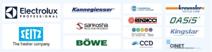 GBPA 2026 partners: Electrolux Professional, Kannegiesser, Commercial Laundry Machines, Kreussler Textile Care, Seitz, Sankosha, Renzacci, Oasis, Böwe, Sensene Neo, CCD, Kingstar, CINET